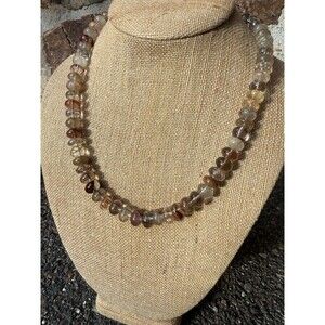 Rutiled Quartz and Sterling Silver Necklace 20 Hand-made Gemstone Beads